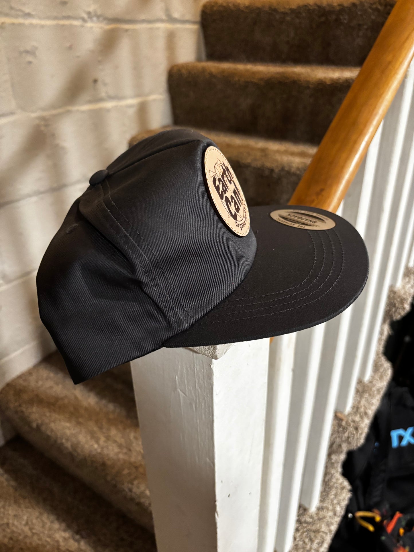 EarthCan! Logo Adult Leather Patch Grey Jockey Five-Panel Hat