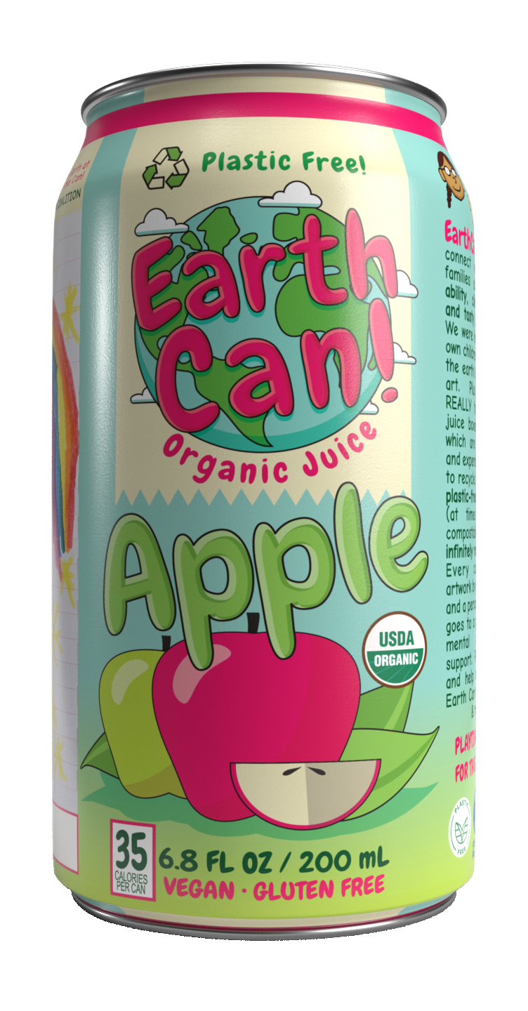EarthCan! Apple & Fruit Punch VARIETY PACK Organic Juice- 12PK of 6.8oz / 200mL Plastic-Free Aluminum Cans (6 Cans Each)