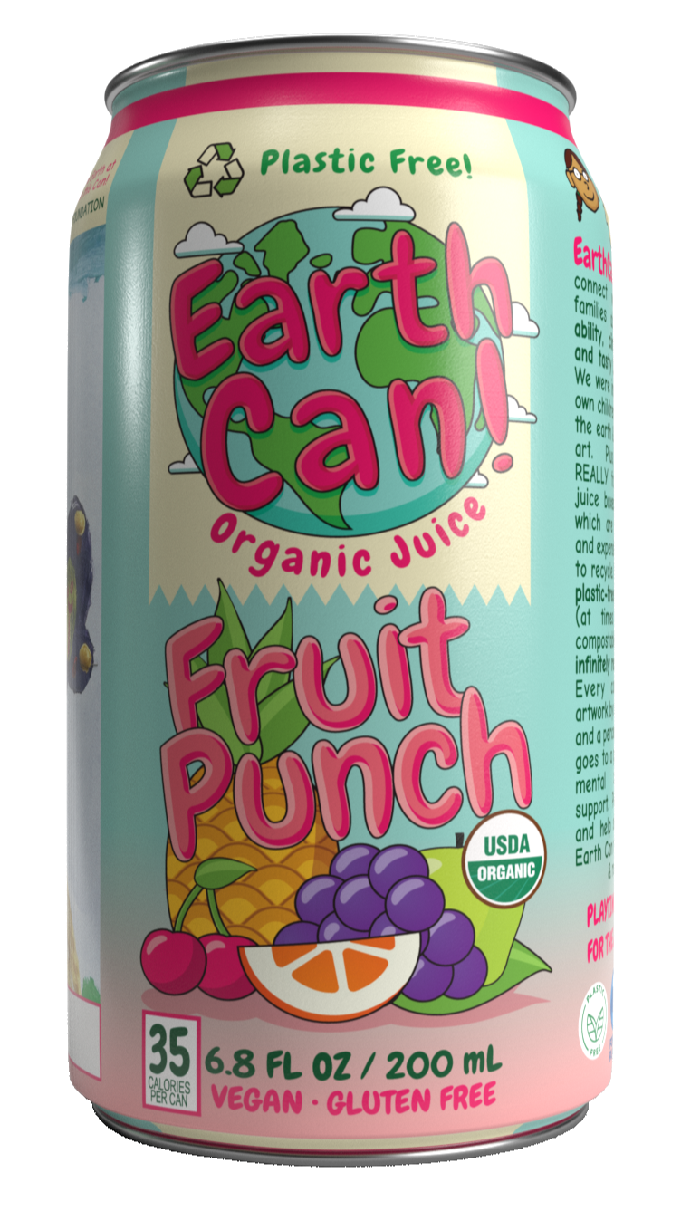 EarthCan! Organic FRUIT PUNCH Juice - 12PK of 6.8oz / 200mL Plastic-Free Aluminum Cans