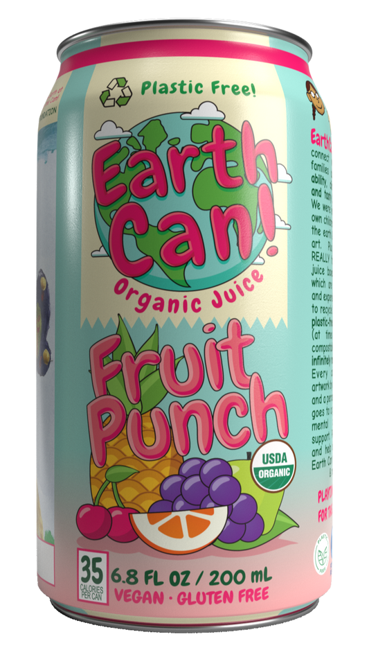 EarthCan! Organic FRUIT PUNCH Juice - 12PK of 6.8oz / 200mL Plastic-Free Aluminum Cans