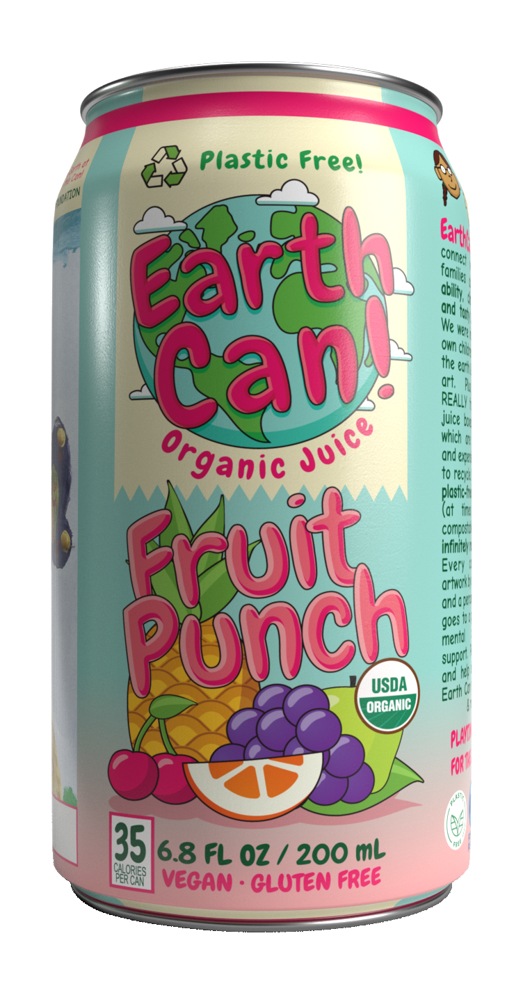 EarthCan! Apple & Fruit Punch VARIETY PACK Organic Juice- 12PK of 6.8oz / 200mL Plastic-Free Aluminum Cans (6 Cans Each)