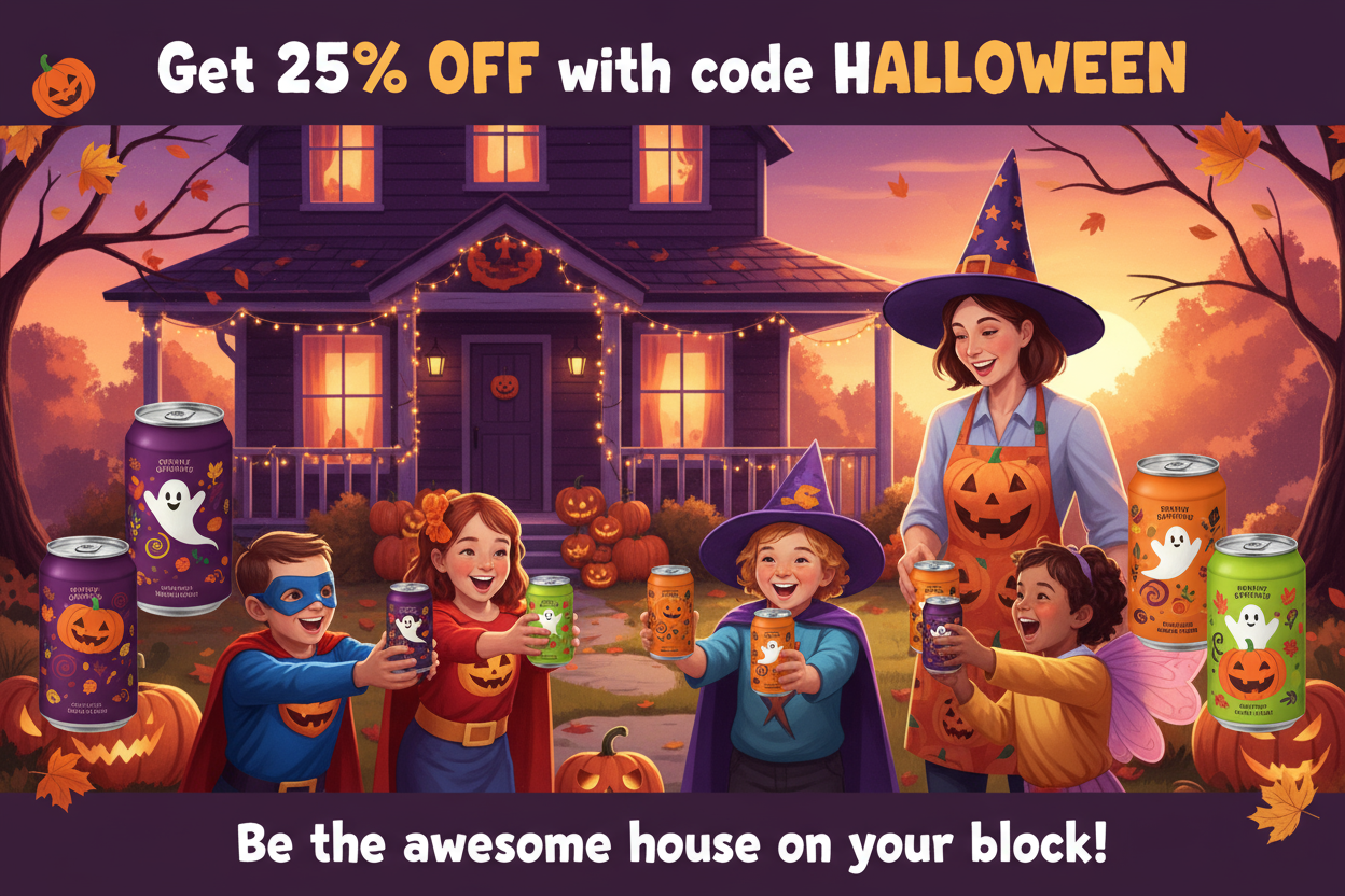 Get 25% OFF with code HALLOWEEN so you can be the awesome house on your block giving out Organic Juice to Trick of Treaters!