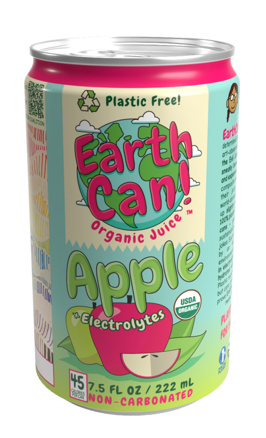*NEW* EarthCan! - APPLE - Organic Juice-> 10PK of 7.5oz Plastic Free Aluminum Cans
