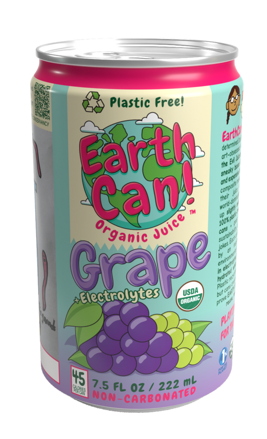 *NEW* EarthCan! - GRAPE - Organic Juice - 10PK of 7.5oz Plastic-Free Aluminum Cans