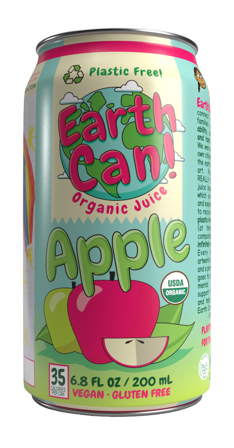 [PRE-ORDER] EarthCan! Organic APPLE Juice - 12PK of 6.8oz / 200mL Plastic Free Aluminum Cans