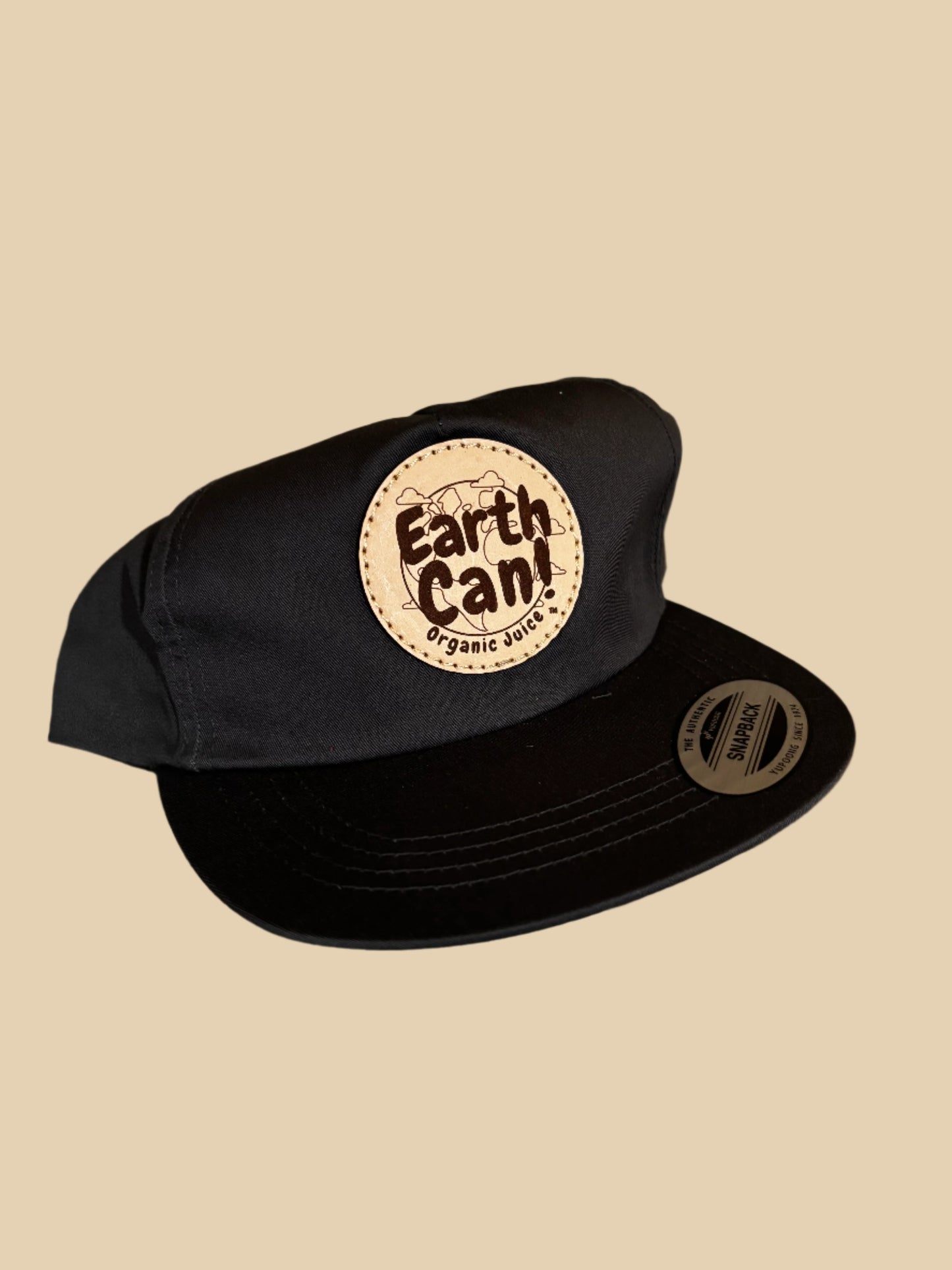 EarthCan! Logo Adult Leather Patch Grey Jockey Five-Panel Hat