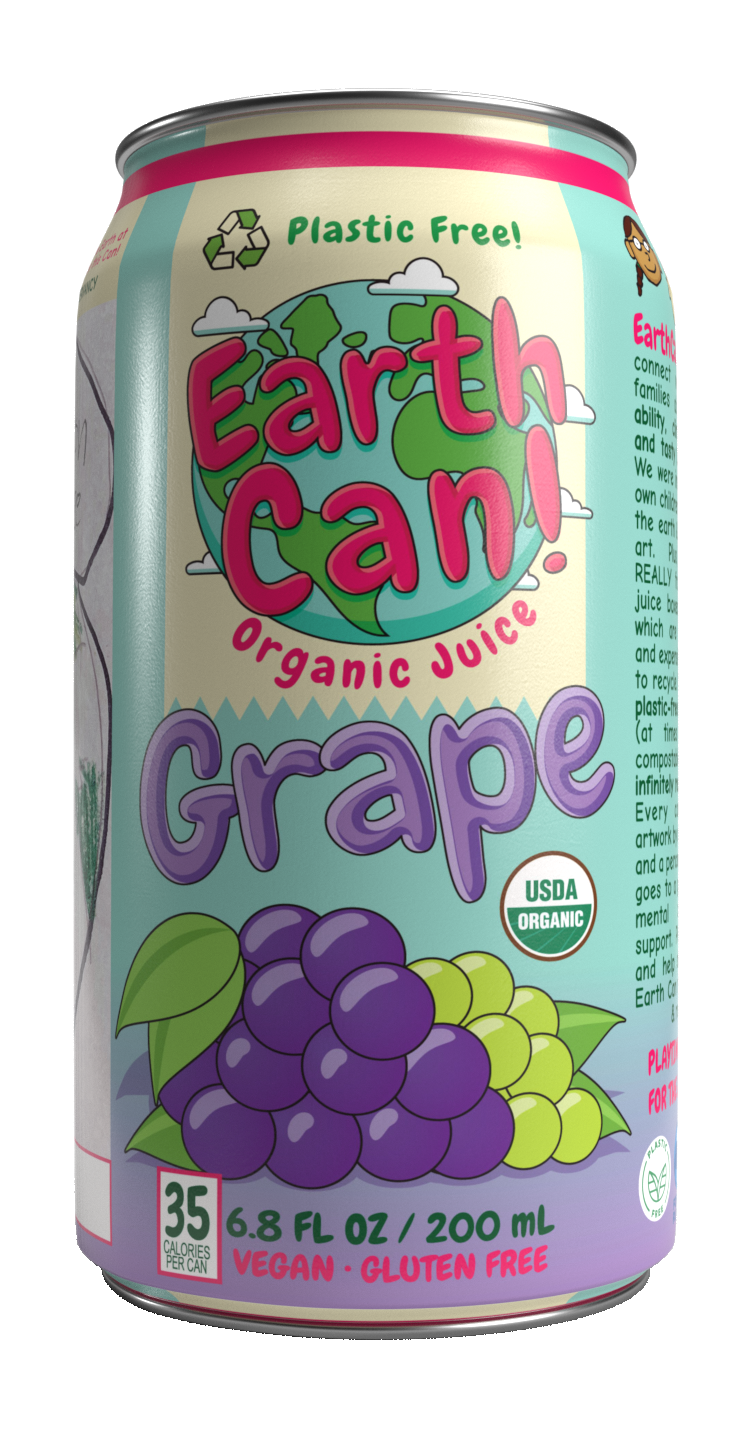 [PRE-ORDER] EarthCan! Organic GRAPE Juice - 12PK of 6.8oz / 200mL Plastic-Free Aluminum Cans