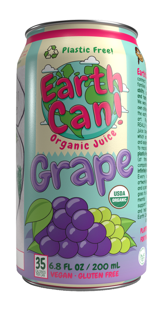 [PRE-ORDER] EarthCan! Organic GRAPE Juice - 12PK of 6.8oz / 200mL Plastic-Free Aluminum Cans